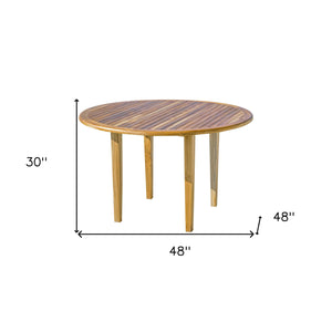 Homeroots 48" Natural Rounded Solid Wood Outdoor Dining Table  Wood 376766