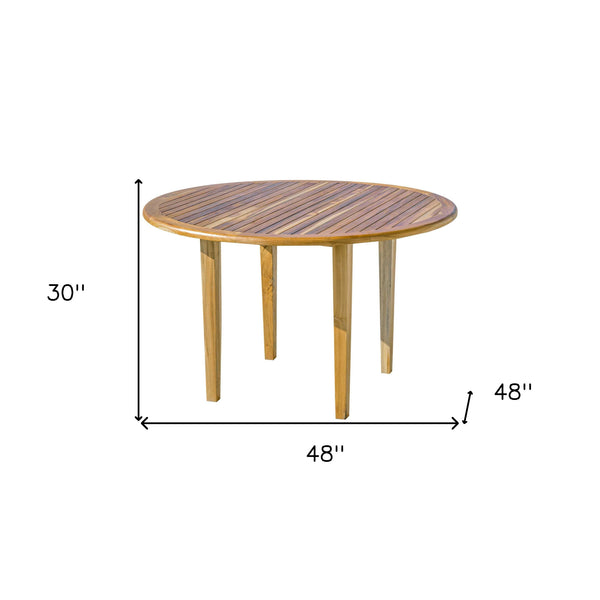 Homeroots 48" Natural Rounded Solid Wood Outdoor Dining Table  Wood 376766