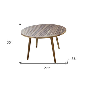 Homeroots 36" Natural Rounded Solid Wood Outdoor Dining Table  Wood 376768