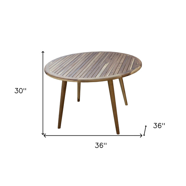 Homeroots 36" Natural Rounded Solid Wood Outdoor Dining Table  Wood 376768