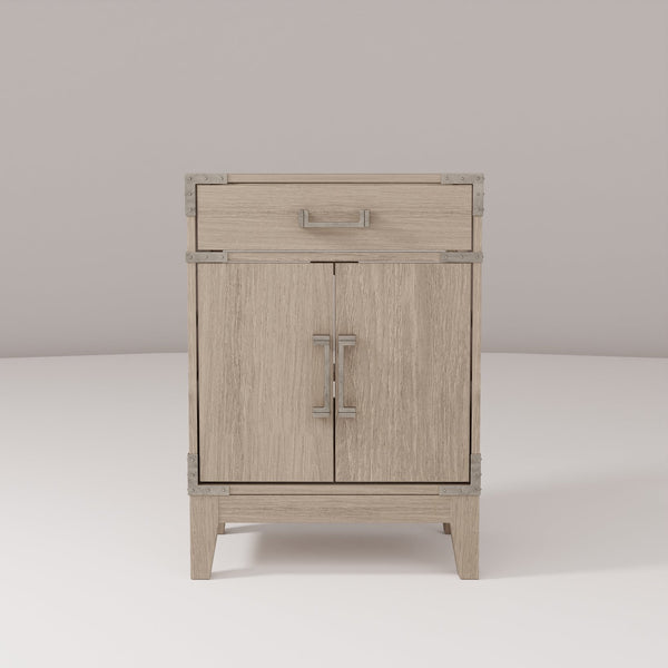 English Elm Grey Oak Single Bath Vanity - 24" Modern Design With Soft-Close Doors & Ample Storage Space B2731P259743