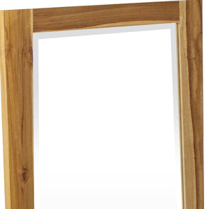 HomeRoots 35" Brown Wood Accent Mirror - Stylish Rectangular Design for Modern Homes, Versatile & Elegant Decor 376772