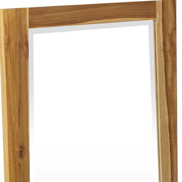 HomeRoots 35" Brown Wood Accent Mirror - Stylish Rectangular Design for Modern Homes, Versatile & Elegant Decor 376772