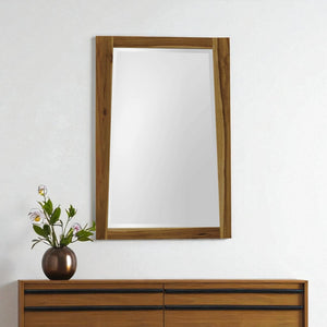 HomeRoots 35" Brown Wood Accent Mirror - Stylish Rectangular Design for Modern Homes, Versatile & Elegant Decor 376772