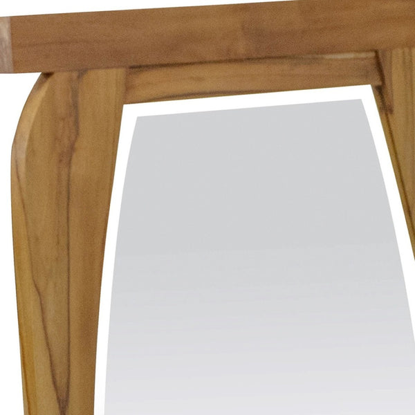 HomeRoots 35" Brown Abstract Wood Framed Accent Mirror - Modern Design for Entryways, Living Rooms & More! 376776