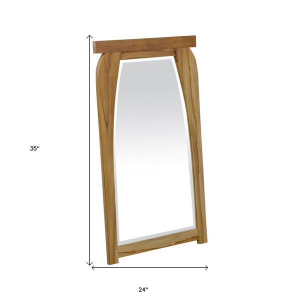 HomeRoots 35" Brown Abstract Wood Framed Accent Mirror - Modern Design for Entryways, Living Rooms & More! 376776