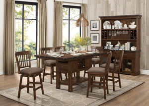 English Elm Dark Dark Brown Finish SwiveL Counter Height Chairs Set of 2 — Industrial Upholstered Seat, Storage Accent, 26" Seat Height B011P294305