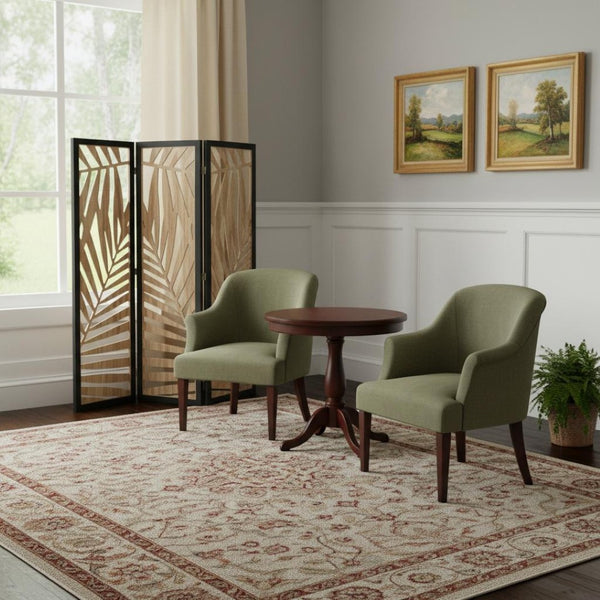 HomeRoots 3 Panel Room Divider with Tropical Leaf Motif - Elegant Privacy Screen for Home & Office Spaces 376792