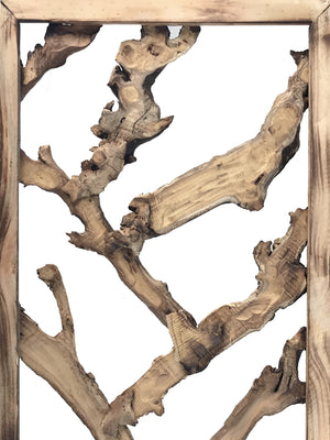 Homeroots Rustic Earthy Wood Root Three Panel Room Divider Screen  Paulownia Wood 376797