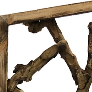 Homeroots 84" Brown Solid Woodfolding Four Panel Screen Room Divider  Paulownia Wood 376798