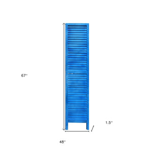 Homeroots 3 Panel Light Blue Shutter Screen Room Divider  Wood 376802