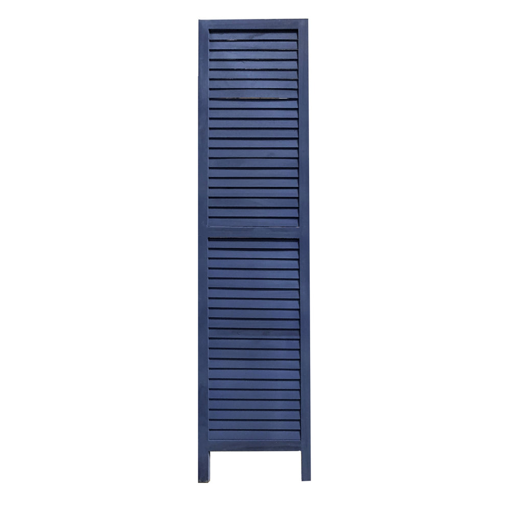 Homeroots 3 Panel Dark Blue Shutter Screen Room Divider  Paulownia Wood 376803