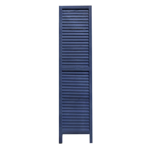 Homeroots 3 Panel Dark Blue Shutter Screen Room Divider  Paulownia Wood 376803