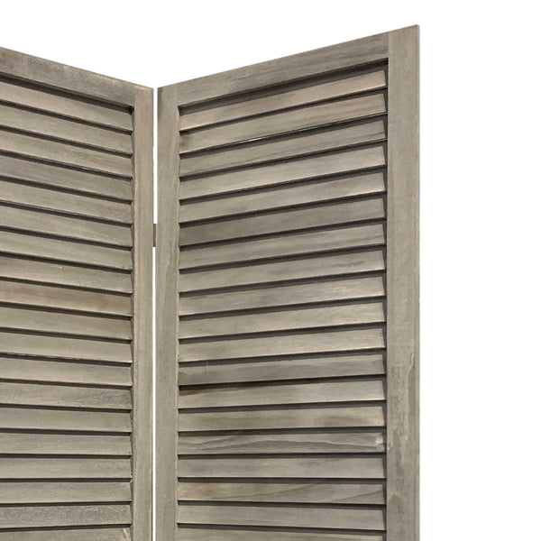 Homeroots 3 Panel Grey Shutter Screen Room Divider  Wood 376804