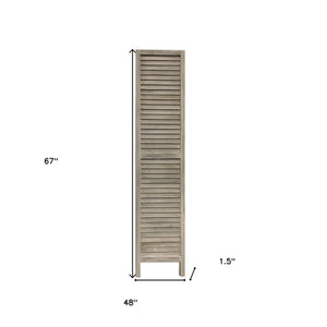 Homeroots 3 Panel Grey Shutter Screen Room Divider  Wood 376804