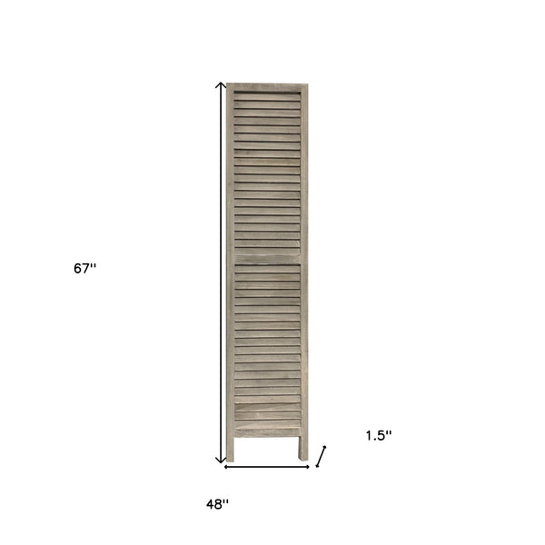 Homeroots 3 Panel Grey Shutter Screen Room Divider  Wood 376804