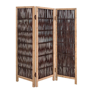 Homeroots 3 Panel Kirkwood Room Divider With Interconnecting Branches Design  Paulownia  Wood And Willow 376806