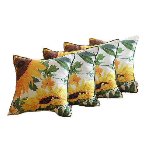 Homeroots Set Of 4 18" Sunflowers Throw Pillow Cover In Multicolor   376852