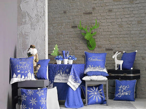 Homeroots Set Of 4 18" Christmas Snowflakes Throw Pillow Cover In Blue   376858