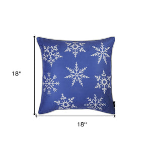 Homeroots Set Of 4 18" Christmas Snowflakes Throw Pillow Cover In Blue   376858
