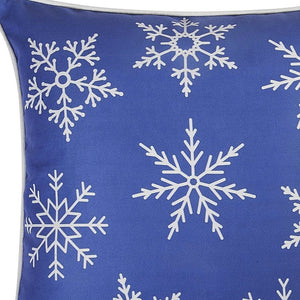 Homeroots Set Of 4 18" Christmas Snowflakes Throw Pillow Cover In Blue   376858