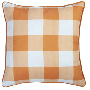 Homeroots Set Of Four 18" Orange Plaid And Pumpkin Throw Pillow Covers   376866