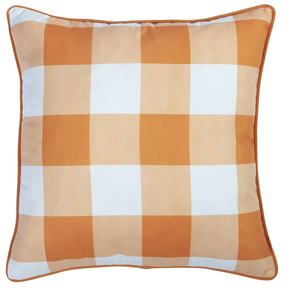 Homeroots Set Of Four 18" Orange Plaid And Pumpkin Throw Pillow Covers   376866