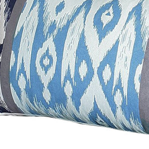 Homeroots Set Of 4 Aqua Blue And Gray Ikat Lumbar Pillow Covers   376871