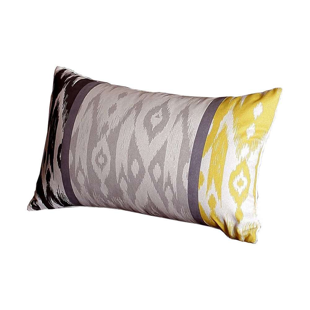 Homeroots Set Of 4 Gray And Yellow Ikat Lumbar Pillow Covers   376872