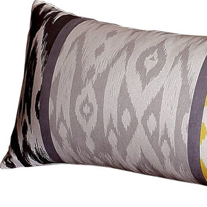 Homeroots Set Of 4 Gray And Yellow Ikat Lumbar Pillow Covers   376872