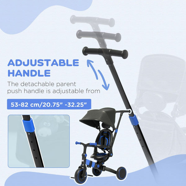 English Elm Qaba Convertible Toddler Trike Balance Bike with Canopy Adjustable Push Handle W2225P229173