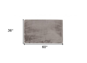 Homeroots Luxe Faux Rabbit Fur Rectangular Rug 3' X 5'   - Grey Grey Acrylic 376909