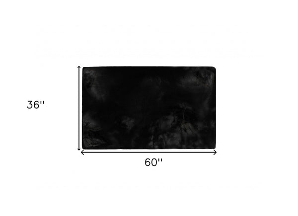 Homeroots Luxe Faux Rabbit Fur Rectangular Rug 3' X 5'   - Black Black Acrylic 376910