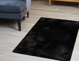 Homeroots Luxe Faux Rabbit Fur Rectangular Rug 3' X 5'   - Black Black Acrylic 376910