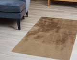 Homeroots Luxe Faux Rabbit Fur Rectangular Rug 3' X 5'   - Taupe Taupe Acrylic 376911