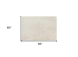 Homeroots Luxe Faux Rabbit Fur Rectangular Rug 5' X 8'   - Ivory Ivory Acrylic 376913