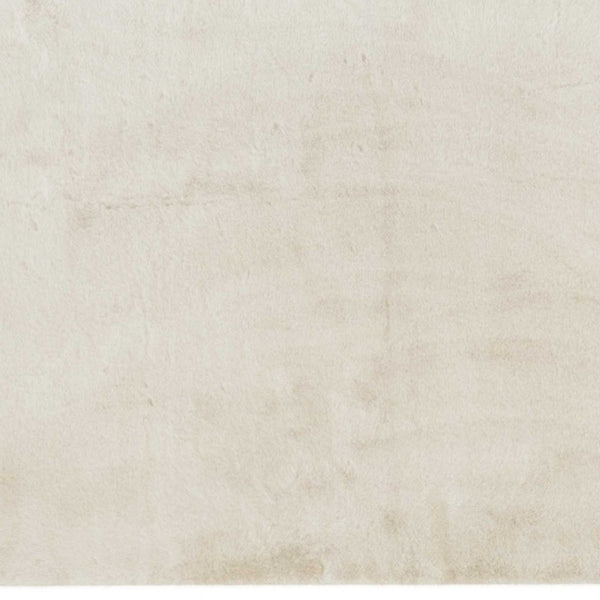 Homeroots Luxe Faux Rabbit Fur Rectangular Rug 5' X 8'   - Ivory Ivory Acrylic 376913