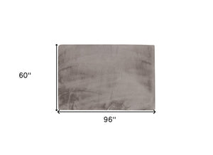 Homeroots Luxe Faux Rabbit Fur Rectangular Rug 5' X 8'   - Grey Grey Acrylic 376914