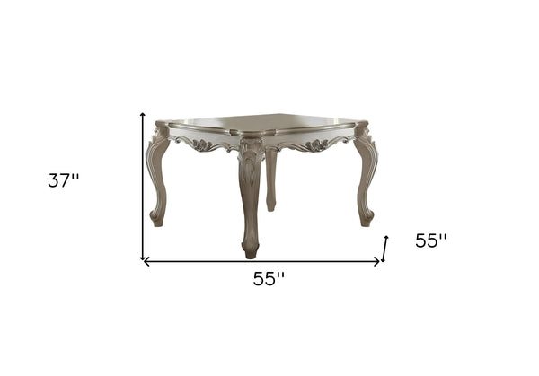 Homeroots 55" Antiqued White Solid Wood And Solid Manufactured Wood Dining Table   376938