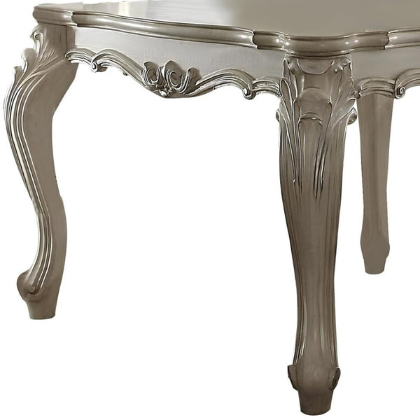 HomeRoots 55" Antiqued White Solid Wood Dining Table - Elegant Centerpiece for Family Gatherings & Entertaining 376938