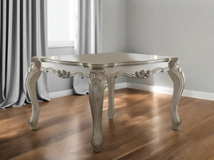 HomeRoots 55" Antiqued White Solid Wood Dining Table - Elegant Centerpiece for Family Gatherings & Entertaining 376938