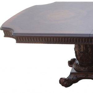 HomeRoots 136" Elegant Brown Solid Wood Double Pedestal Dining Table for Timeless Style & Durability 376940