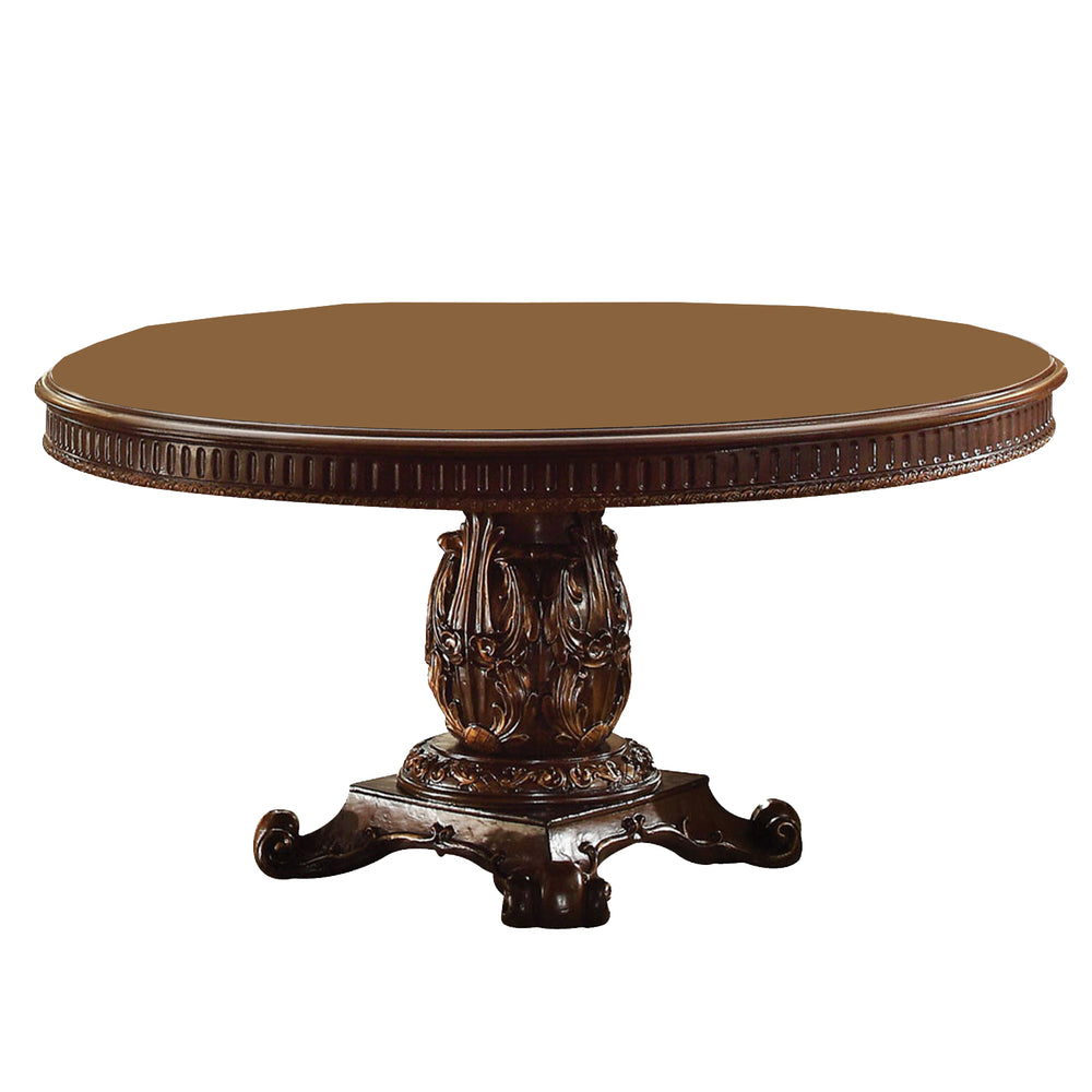 Homeroots 60" Brown Solid Wood Pedestal Base Dining Table   376942