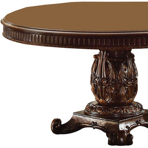 HomeRoots 60" Brown Solid Wood Pedestal Dining Table – Timeless Design for 6, Perfect for Home & Dining Rooms 376942