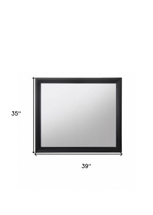 HomeRoots 35" Black Square Wood Framed Mirror – Modern Design for Dresser, Bedroom, or Office Décor Upgrade 376946