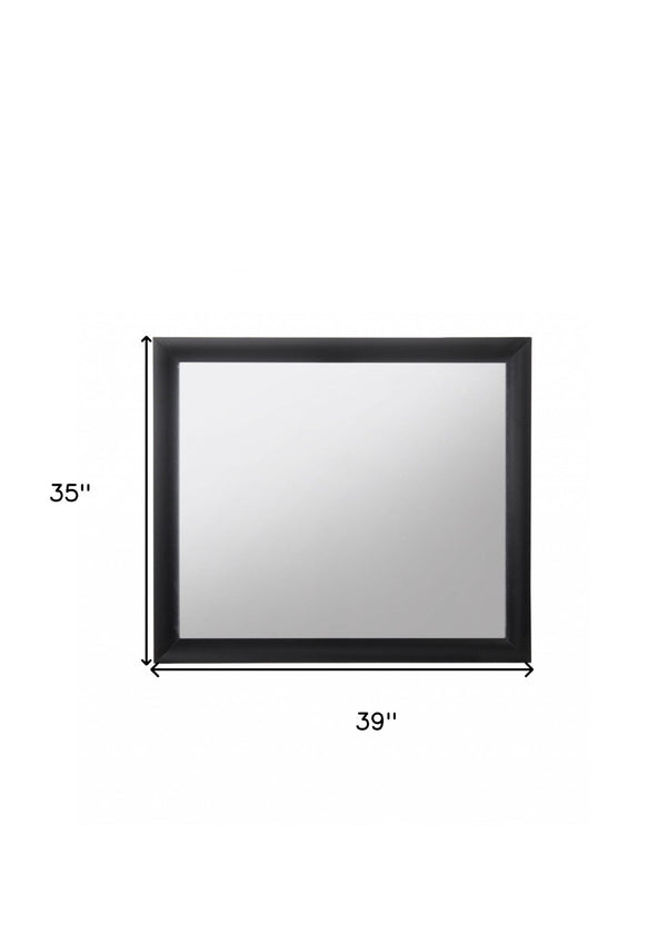 HomeRoots 35" Black Square Wood Framed Mirror – Modern Design for Dresser, Bedroom, or Office Décor Upgrade 376946
