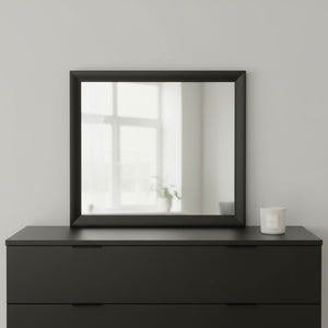 HomeRoots 35" Black Square Wood Framed Mirror – Modern Design for Dresser, Bedroom, or Office Décor Upgrade 376946