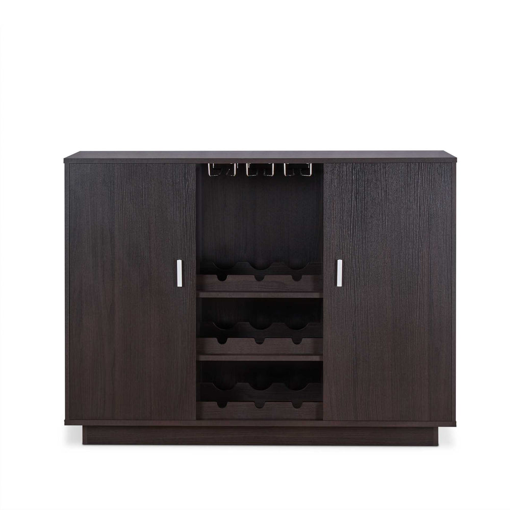Homeroots Espresso Wood Finish Wine And Stemware Cabinet   376947