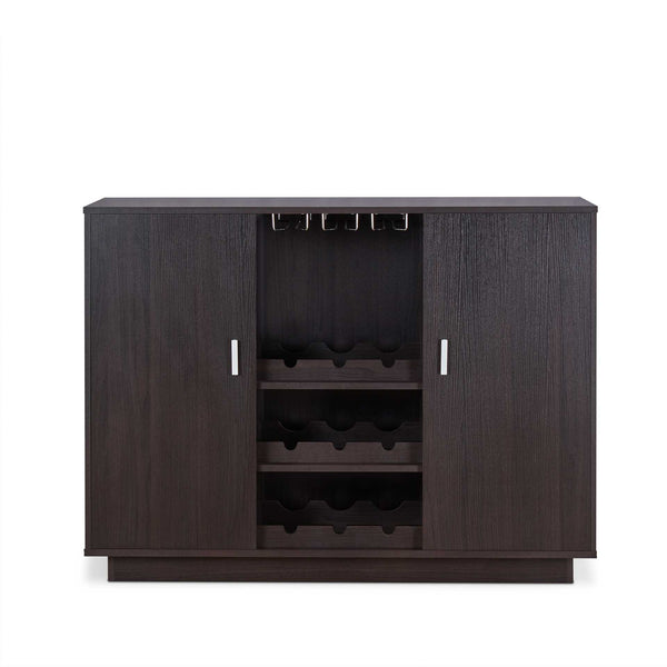 Homeroots Espresso Wood Finish Wine And Stemware Cabinet   376947