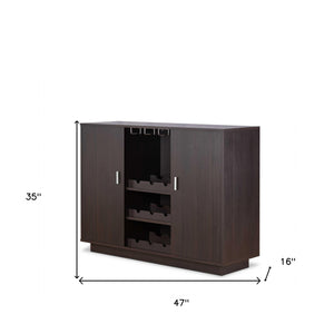 Homeroots Espresso Wood Finish Wine And Stemware Cabinet   376947